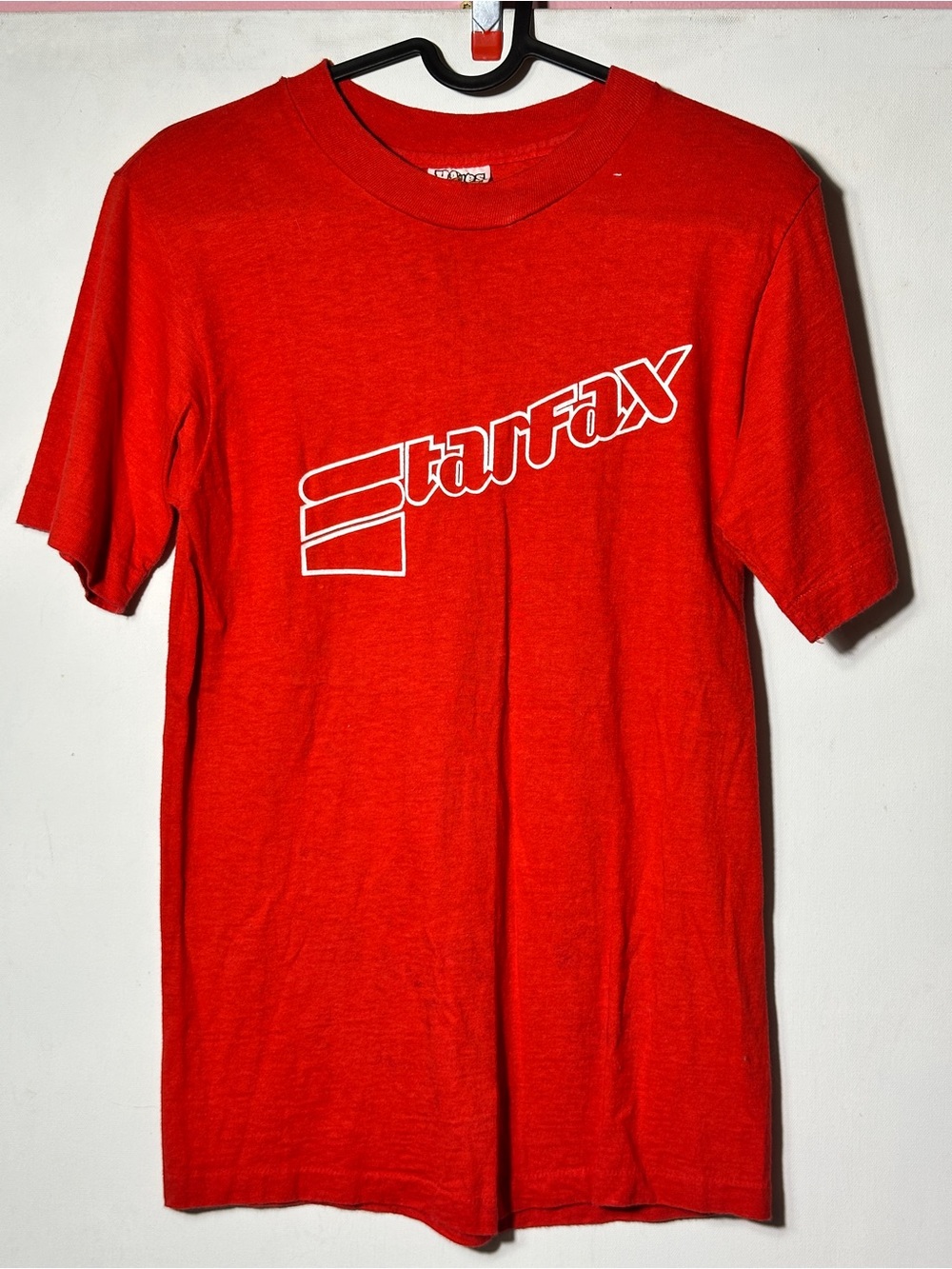 1970s Hanes Red Short Sleeve Tee with White Starfax Logo